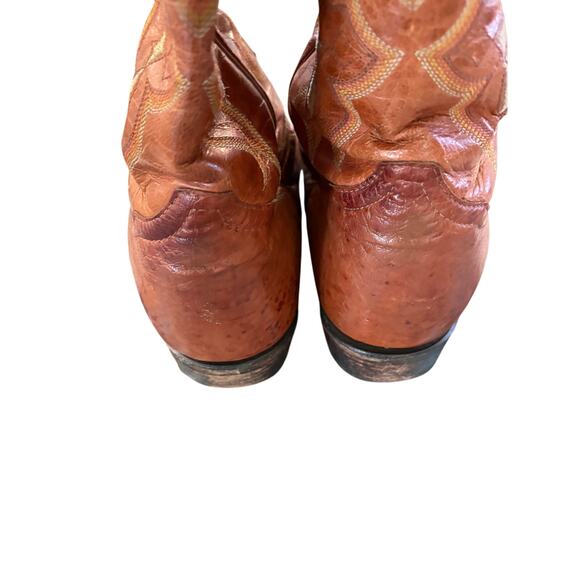 Tony Lama CT873 Exotic Brown Full Quill Ostrich Goat Cowboy Boots USA 10D WORN - Picture 3 of 12